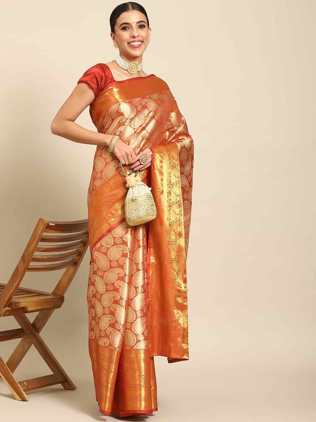 Women's Brocade Soft Silk Zari Woven Saree With Unstitched Blouse Piece