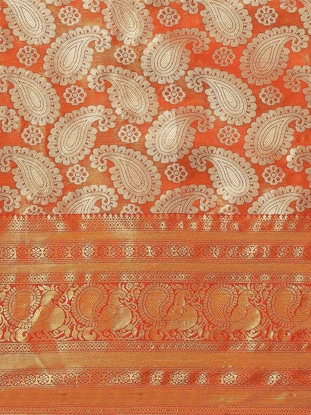 Women's Brocade Soft Silk Zari Woven Saree With Unstitched Blouse Piece