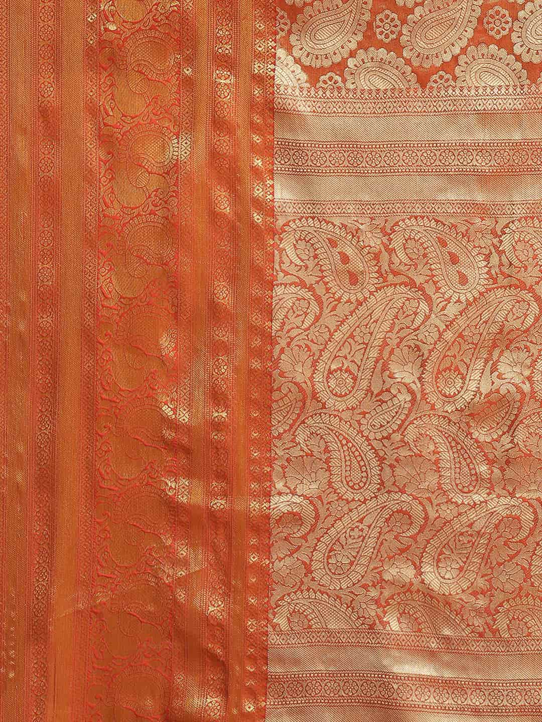 Women's Brocade Soft Silk Zari Woven Saree With Unstitched Blouse Piece