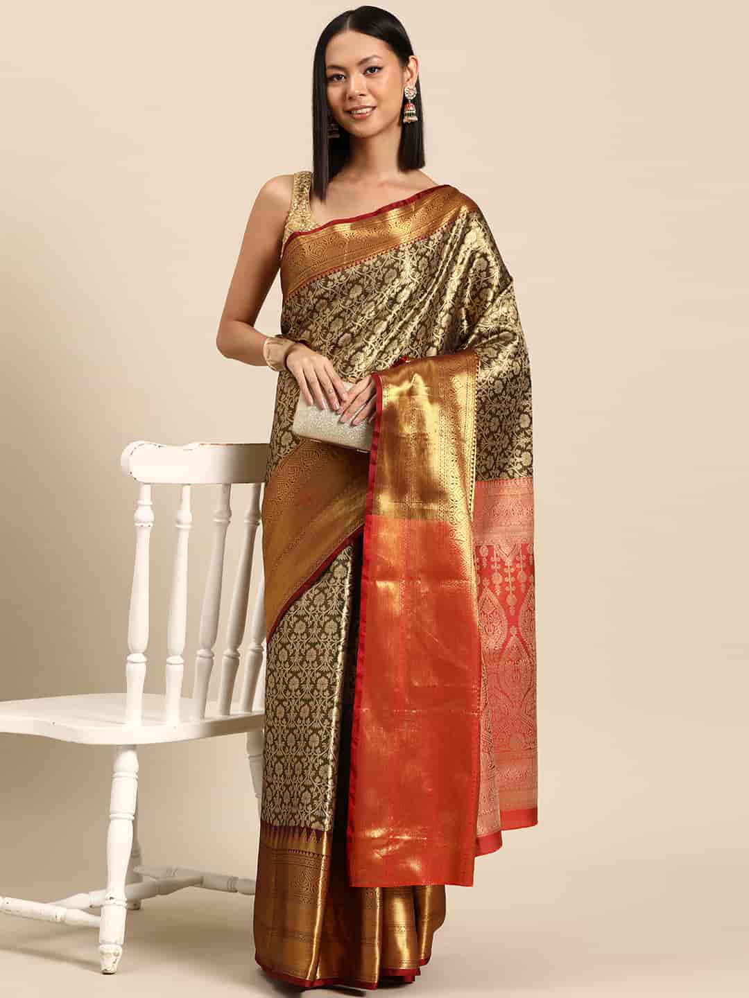 Women's Brocade Soft Silk Zari Woven Saree With Unstitched Blouse Piece