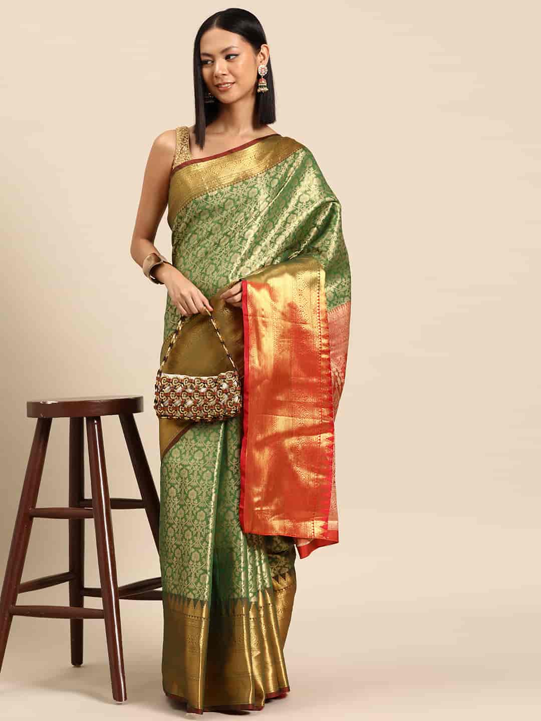 Women's Brocade Soft Silk Zari Woven Saree With Unstitched Blouse Piece