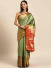 Women's Brocade Soft Silk Zari Woven Saree With Unstitched Blouse Piece