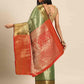 Women's Brocade Soft Silk Zari Woven Saree With Unstitched Blouse Piece