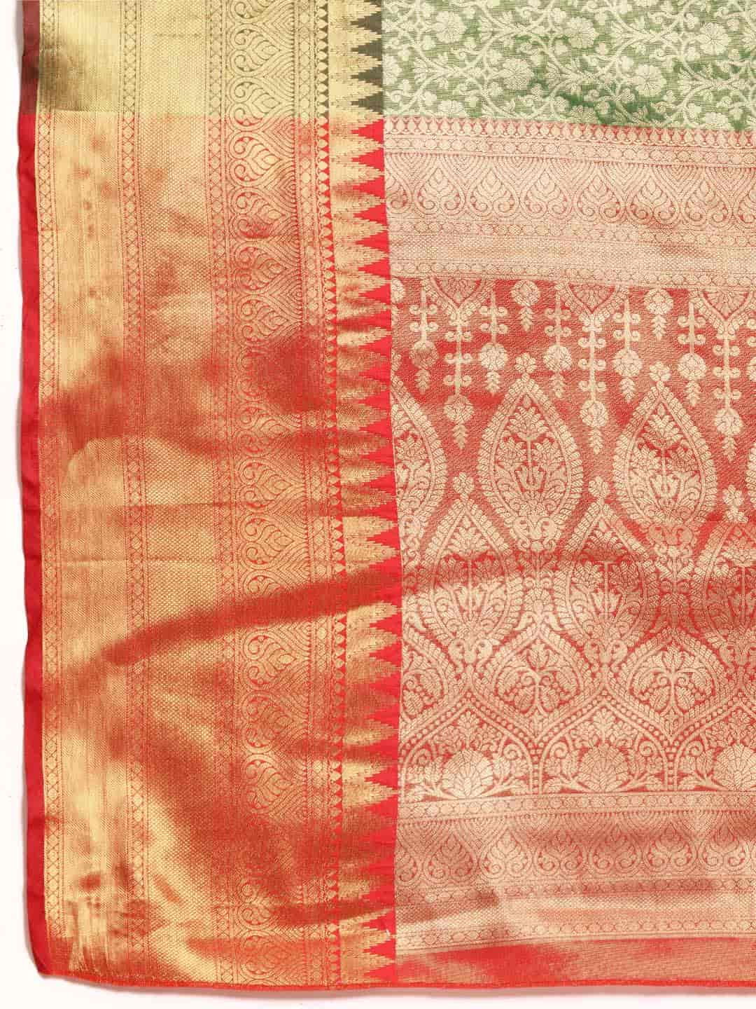 Women's Brocade Soft Silk Zari Woven Saree With Unstitched Blouse Piece