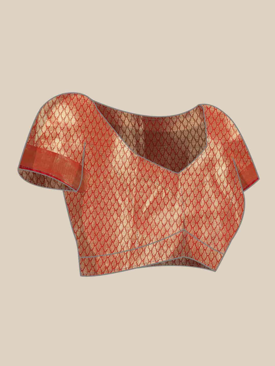 Women's Brocade Soft Silk Zari Woven Saree With Unstitched Blouse Piece