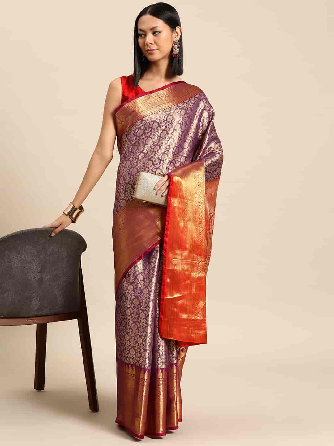 Women's Brocade Soft Silk Zari Woven Saree With Unstitched Blouse Piece