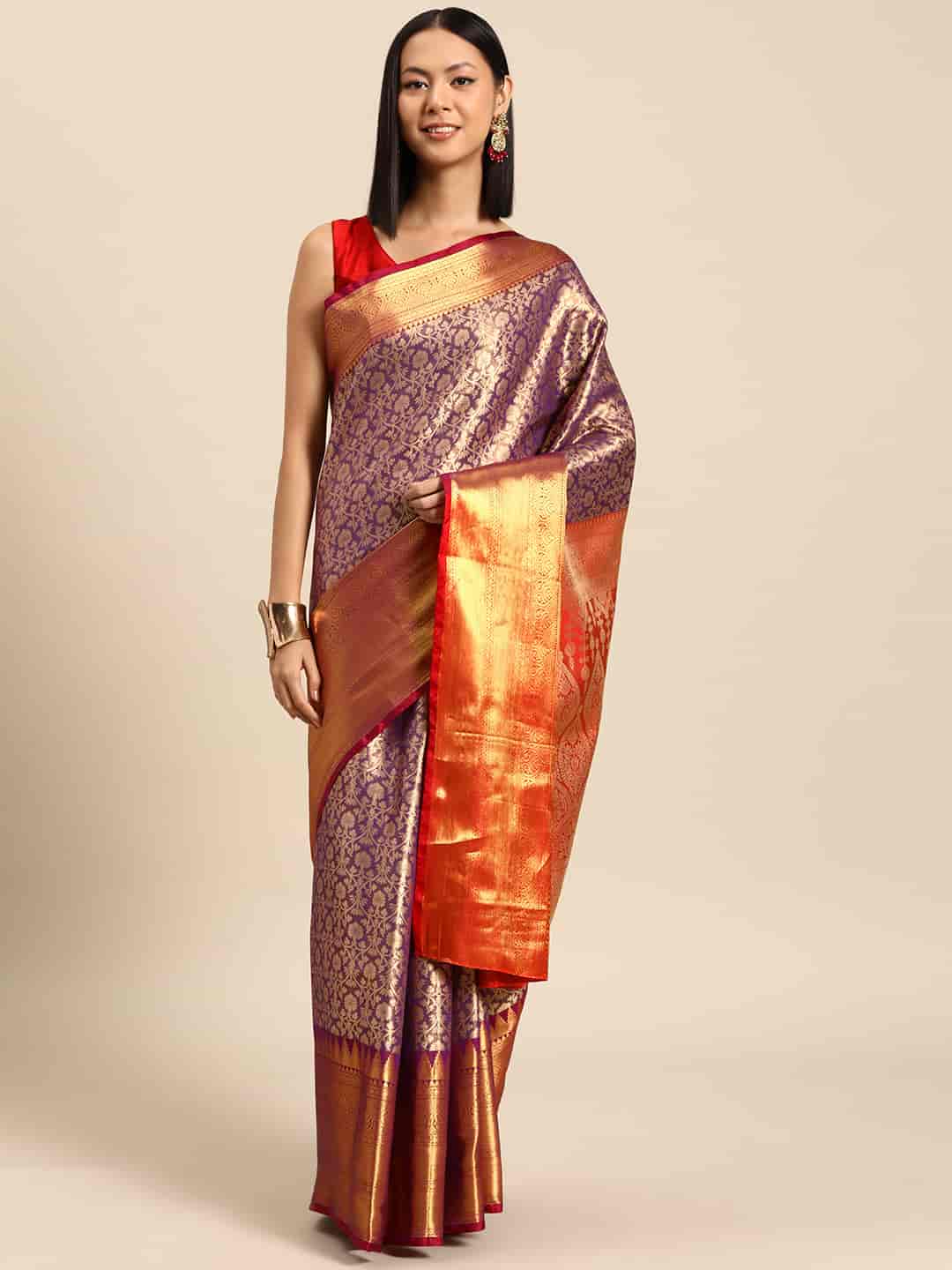 Women's Brocade Soft Silk Zari Woven Saree With Unstitched Blouse Piece