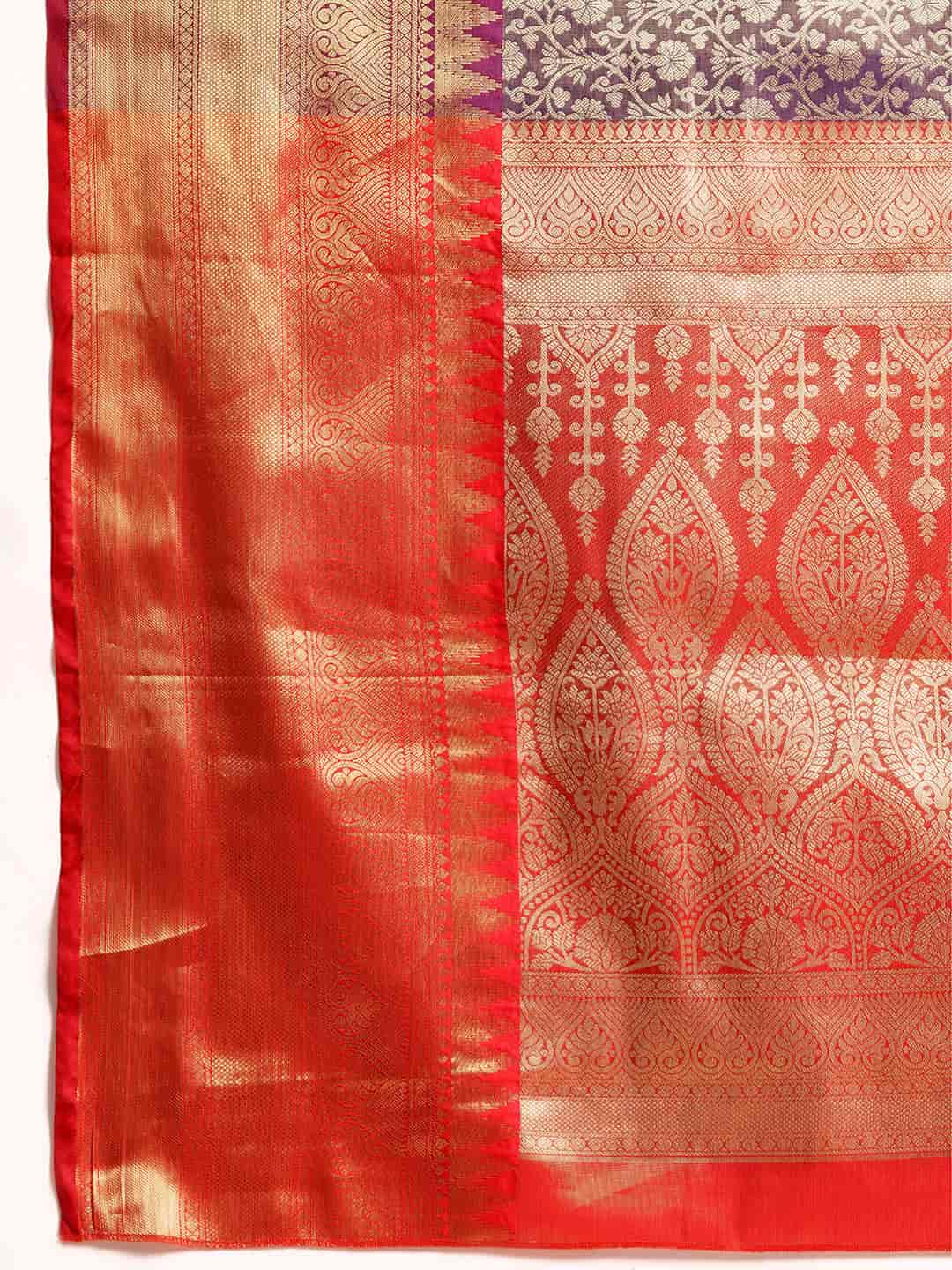 Women's Brocade Soft Silk Zari Woven Saree With Unstitched Blouse Piece