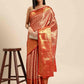 Women's Brocade Soft Silk Zari Woven Saree With Unstitched Blouse Piece