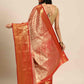 Women's Brocade Soft Silk Zari Woven Saree With Unstitched Blouse Piece