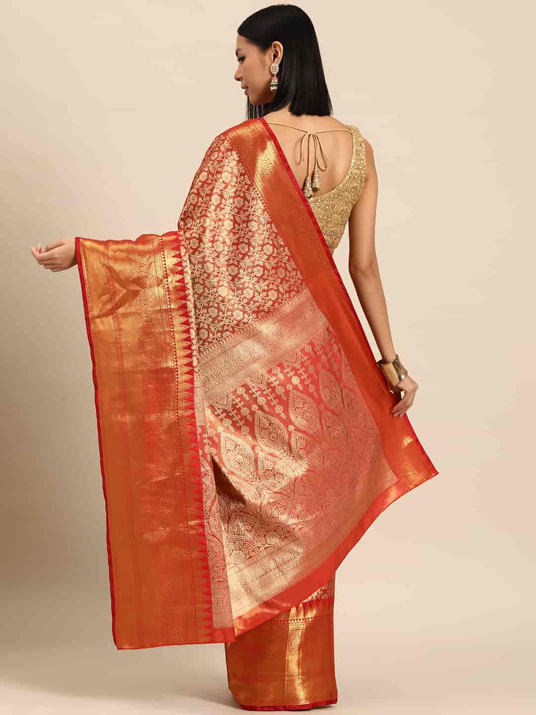 Women's Brocade Soft Silk Zari Woven Saree With Unstitched Blouse Piece