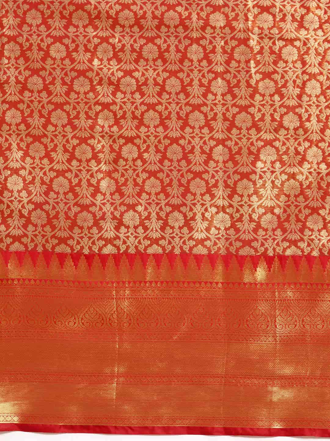 Women's Brocade Soft Silk Zari Woven Saree With Unstitched Blouse Piece