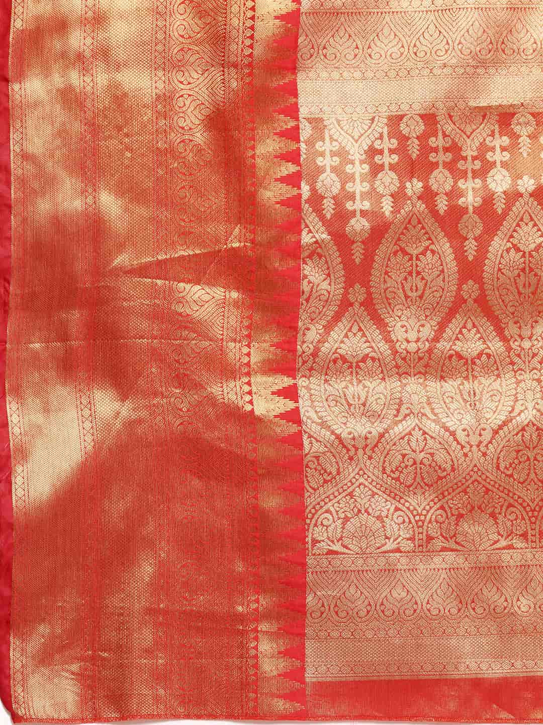 Women's Brocade Soft Silk Zari Woven Saree With Unstitched Blouse Piece