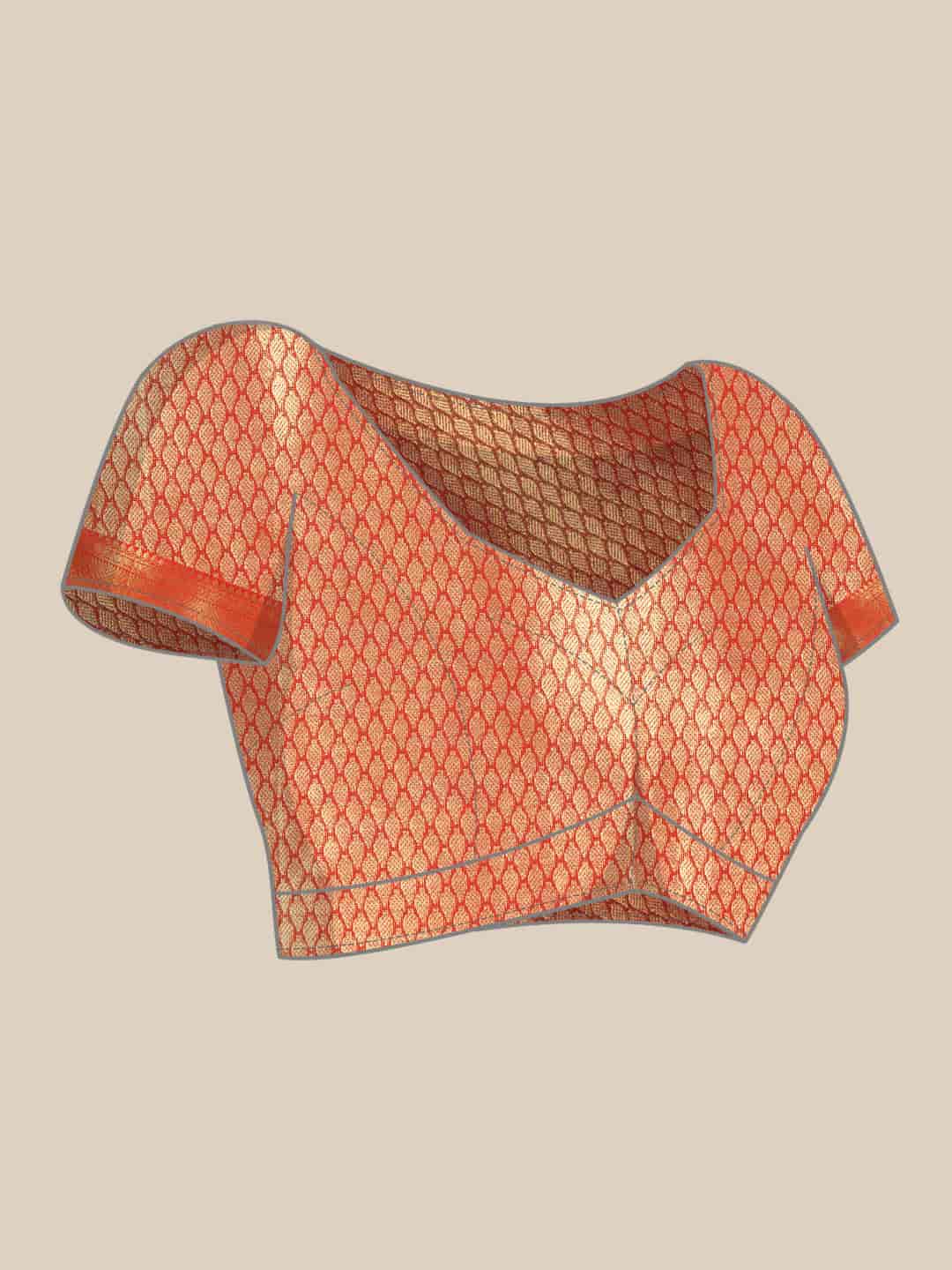 Women's Brocade Soft Silk Zari Woven Saree With Unstitched Blouse Piece