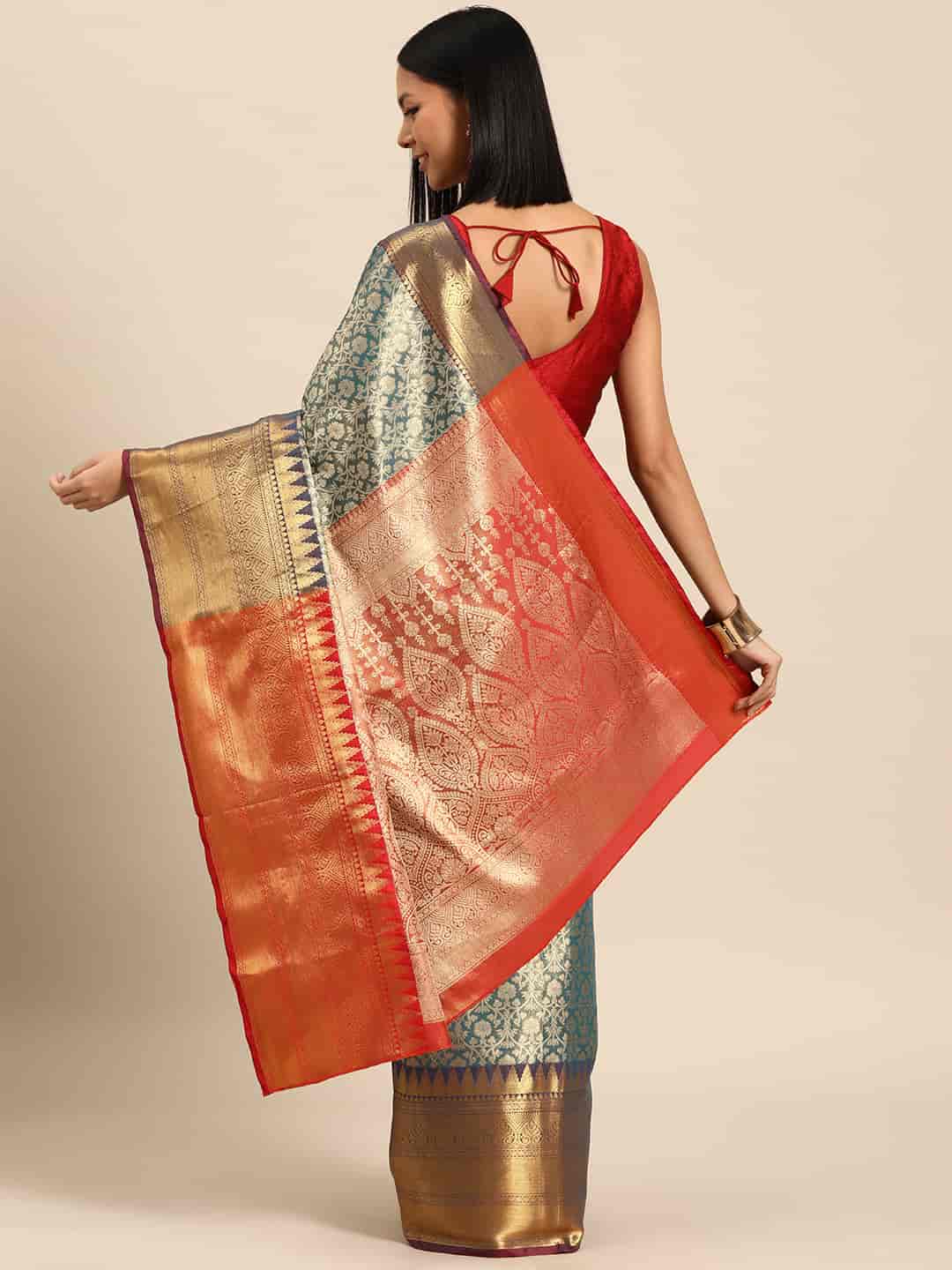 Women's Brocade Soft Silk Zari Woven Saree With Unstitched Blouse Piece