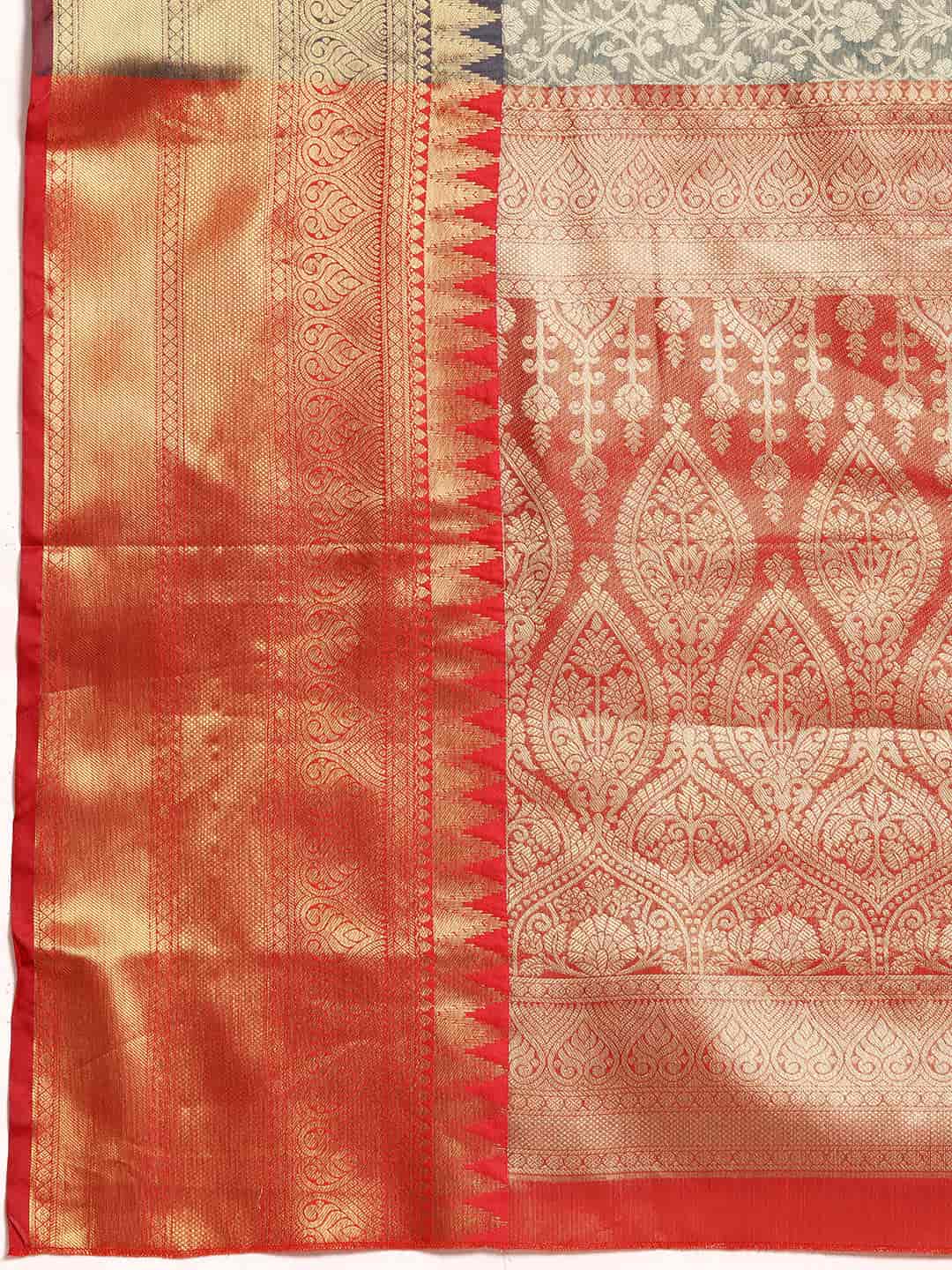 Women's Brocade Soft Silk Zari Woven Saree With Unstitched Blouse Piece