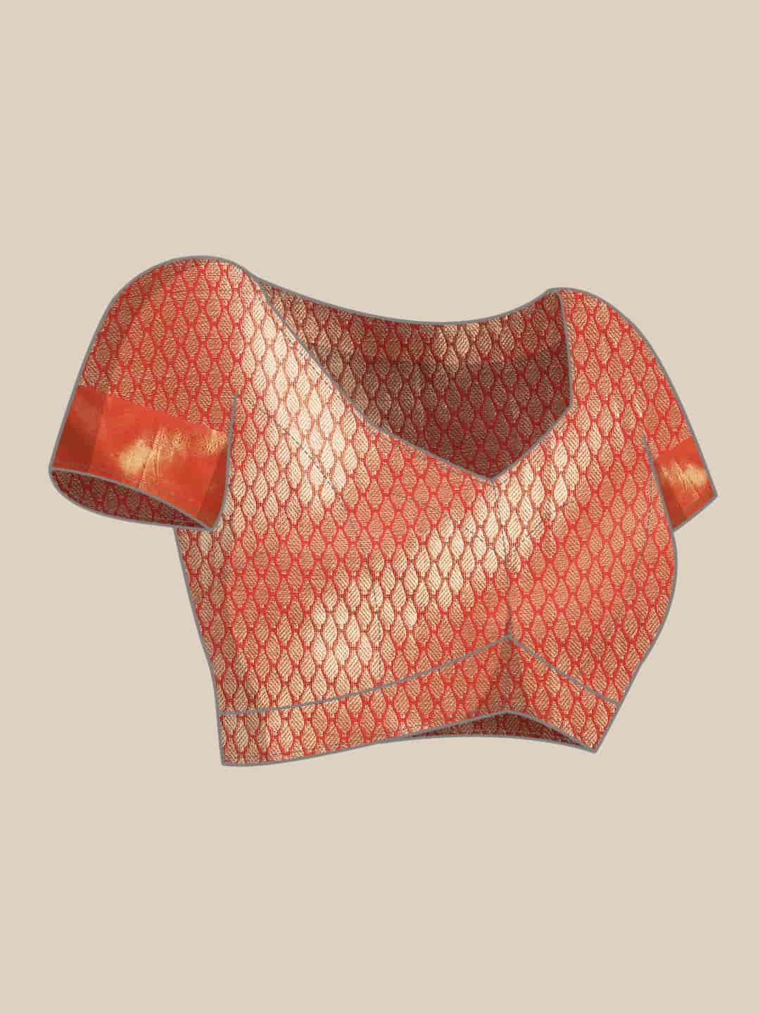 Women's Brocade Soft Silk Zari Woven Saree With Unstitched Blouse Piece