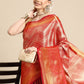 Women's Brocade Soft Silk Zari Woven Saree With Unstitched Blouse Piece