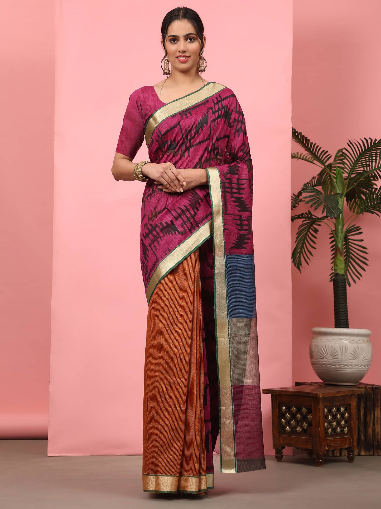 Women Cotton Silk Zari Woven Saree