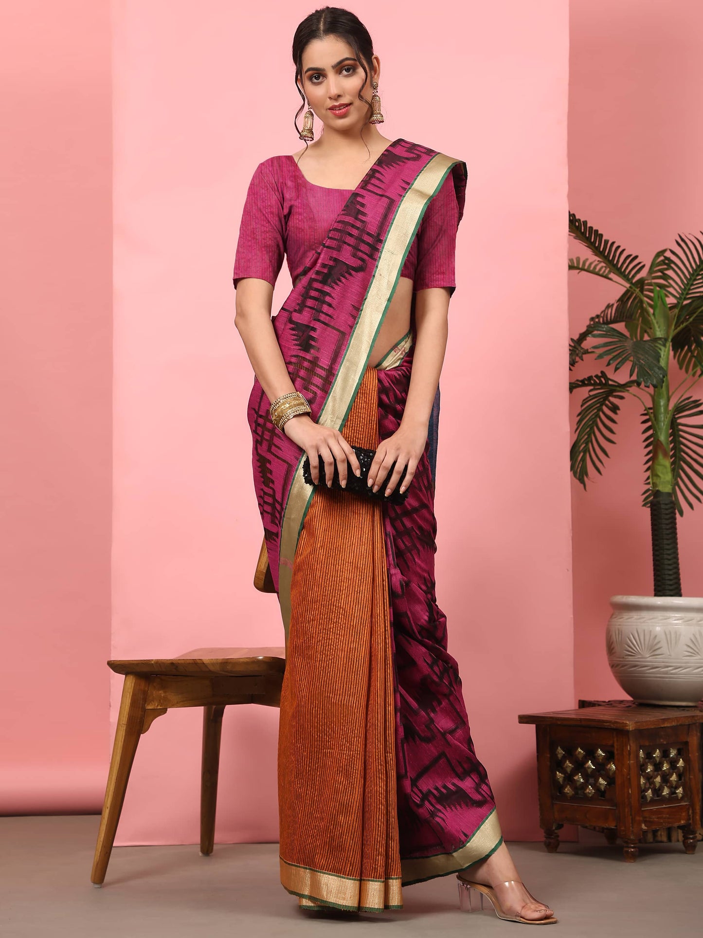 Women Cotton Silk Zari Woven Saree