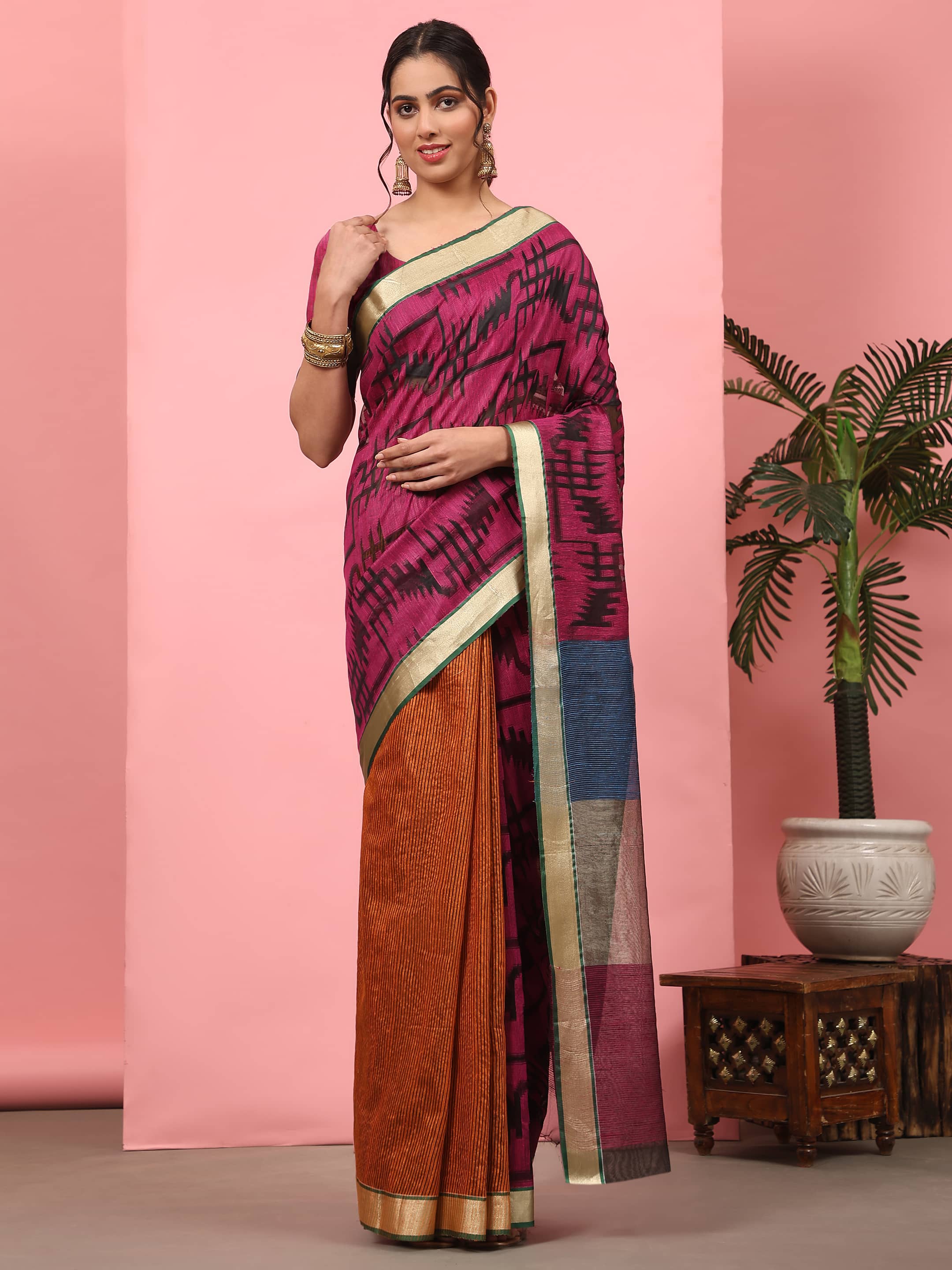 Women Cotton Silk Zari Woven Saree