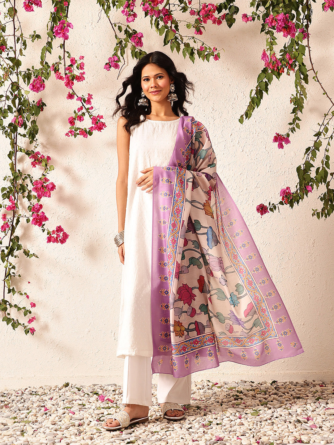 Pen Kalamkari Mul Cotton Digital Printed Dupatta