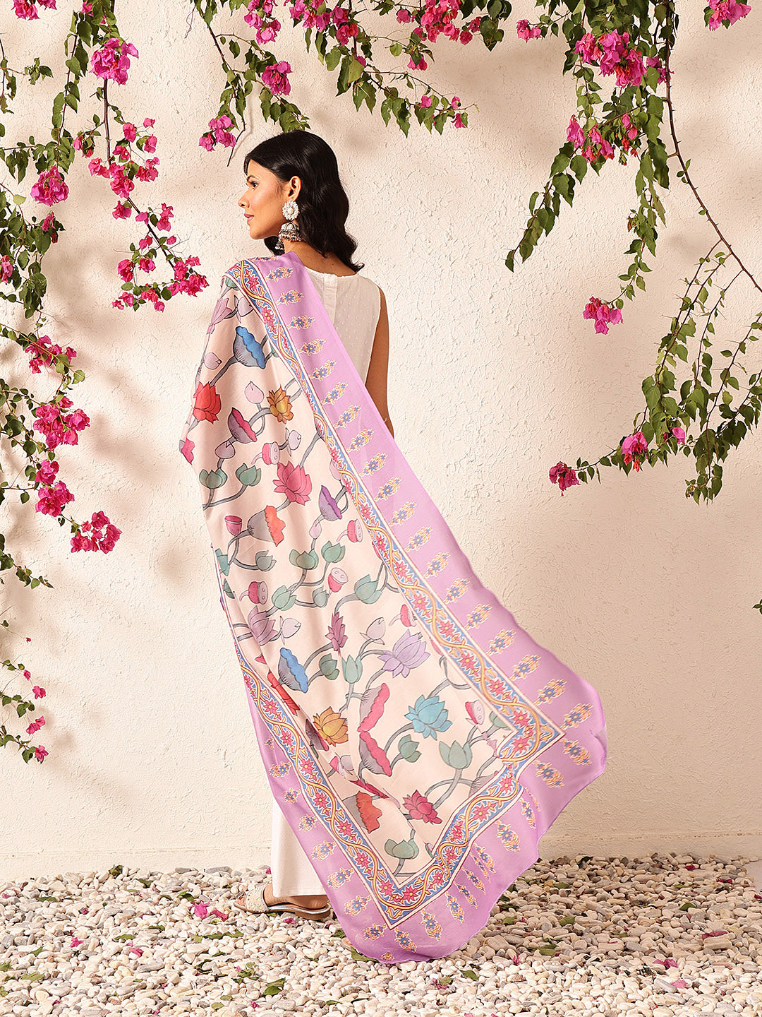 Pen Kalamkari Mul Cotton Digital Printed Dupatta