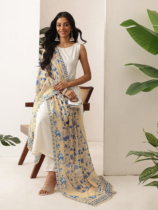Digital Printed Kalamkari Dupatta Mul Cotton Fabric