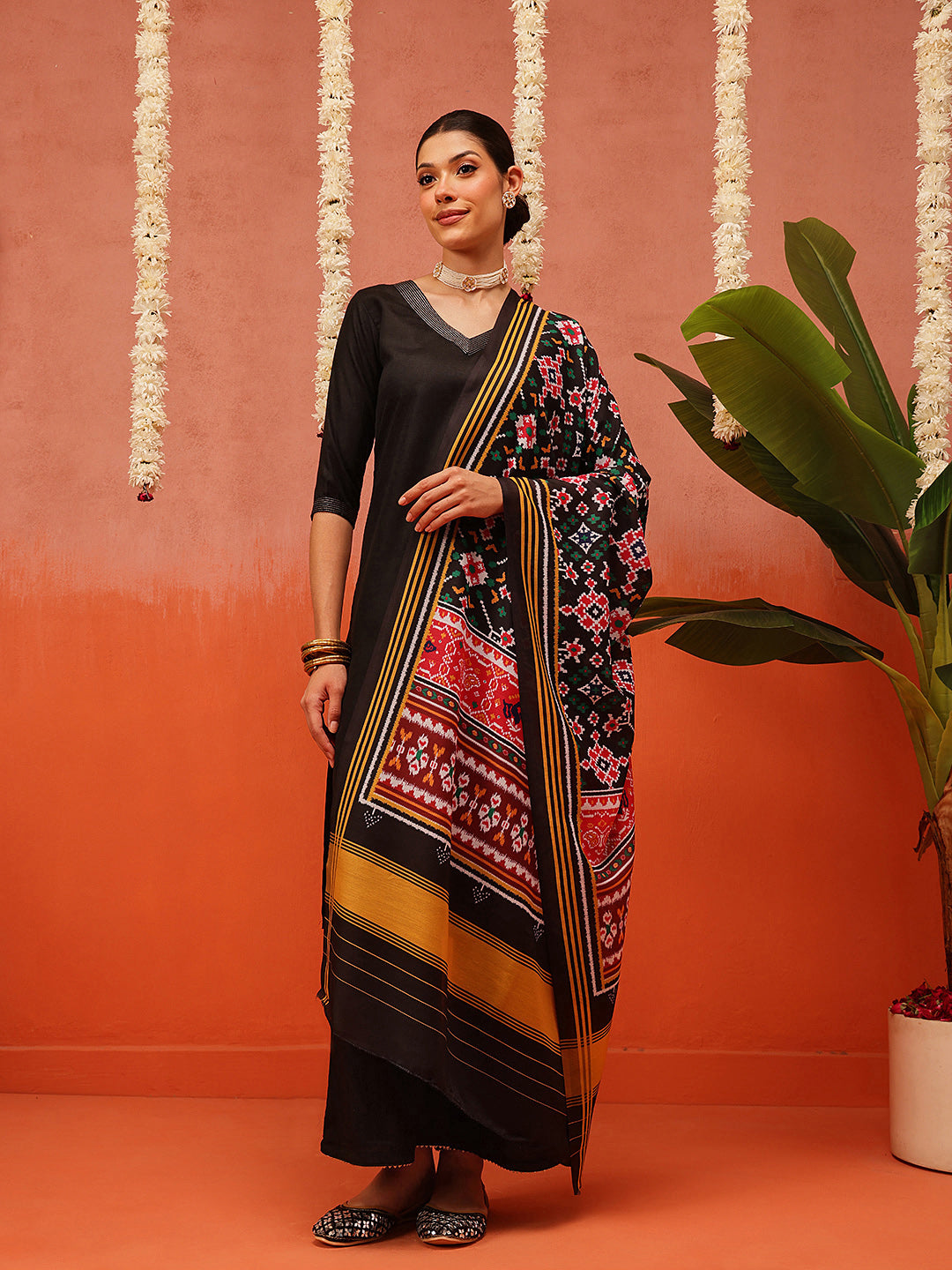 Traditional Ikkat Patola Printed Mul Cotton Dupatta