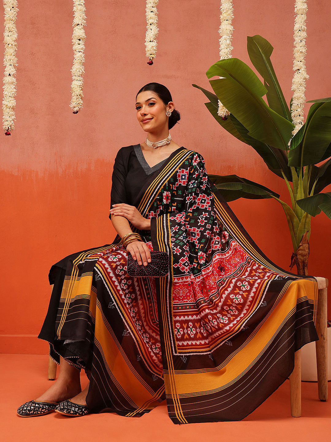 Traditional Ikkat Patola Printed Mul Cotton Dupatta