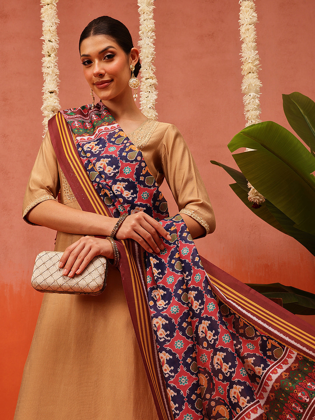 Traditional Ikkat Patola Printed Mul Cotton Dupatta