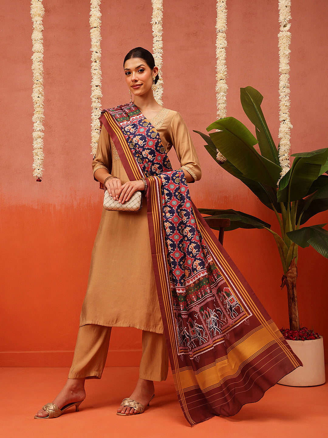 Traditional Ikkat Patola Printed Mul Cotton Dupatta