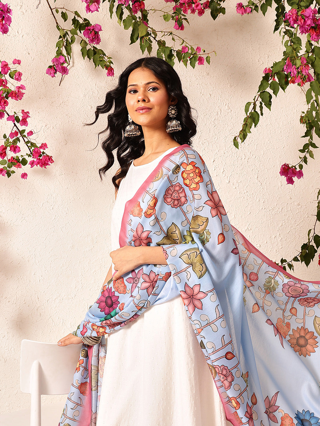 Pen Kalamkari Mul Cotton Digital Printed Dupatta