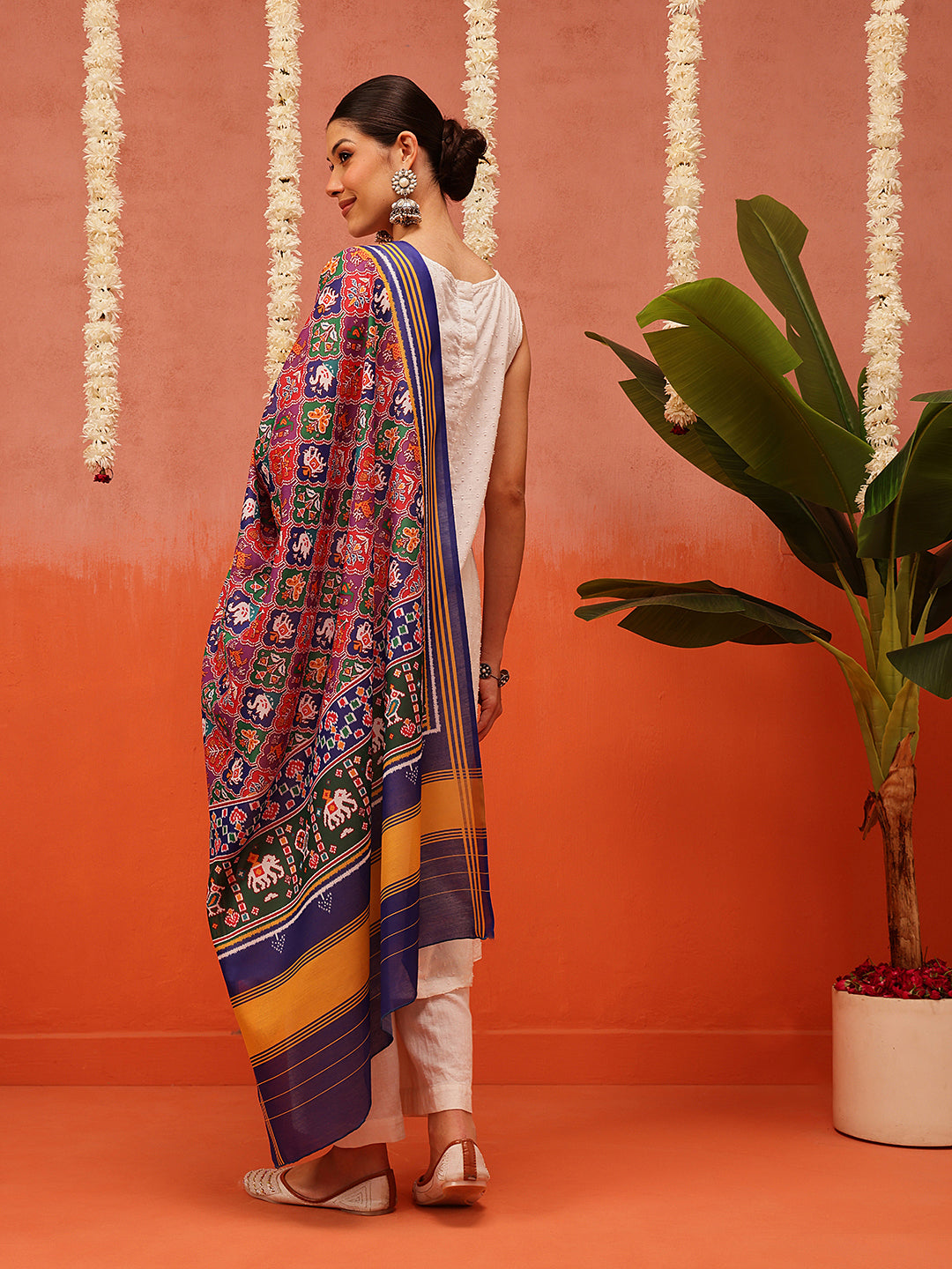 Traditional Ikkat Patola Printed Mul Cotton Dupatta