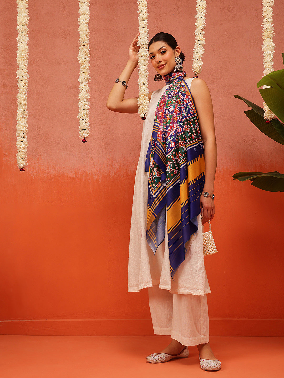 Traditional Ikkat Patola Printed Mul Cotton Dupatta