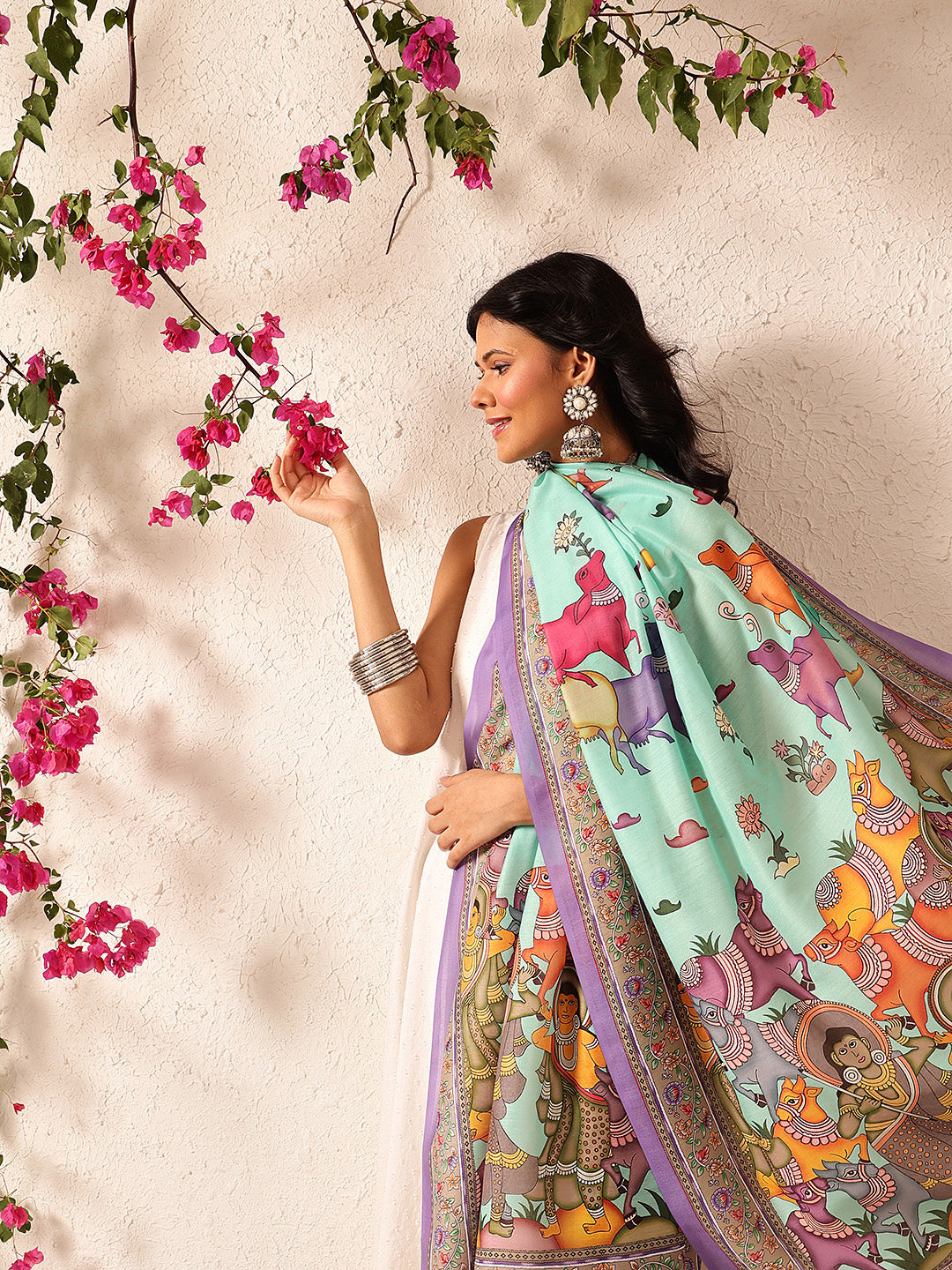 Pen Kalamkari Mul Cotton Digital Printed Dupatta