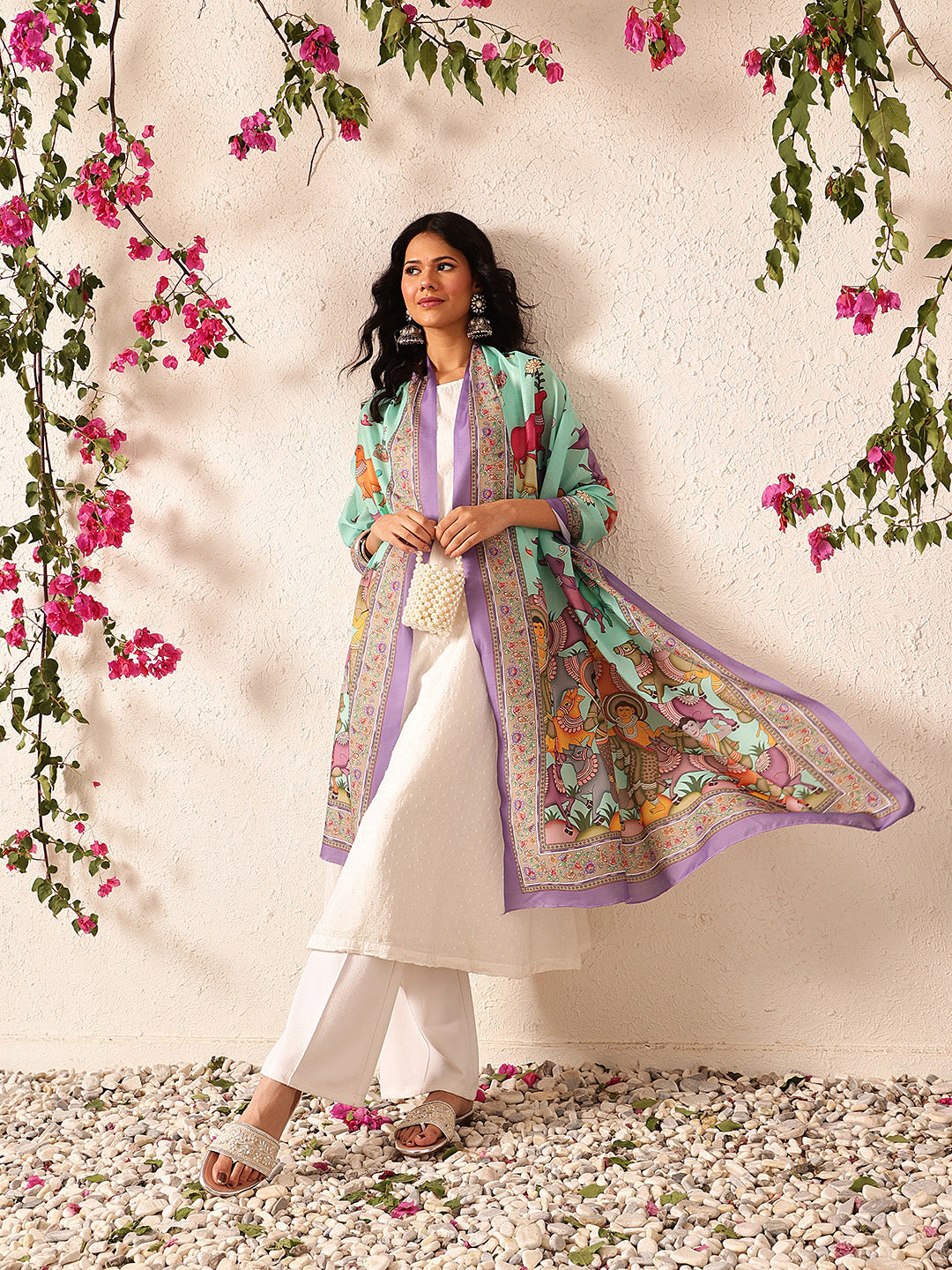 Pen Kalamkari Mul Cotton Digital Printed Dupatta