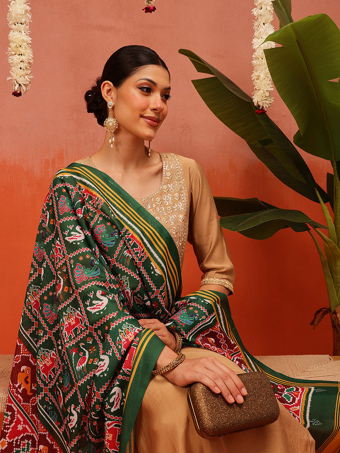 Traditional Ikkat Patola Printed Mul Cotton Dupatta