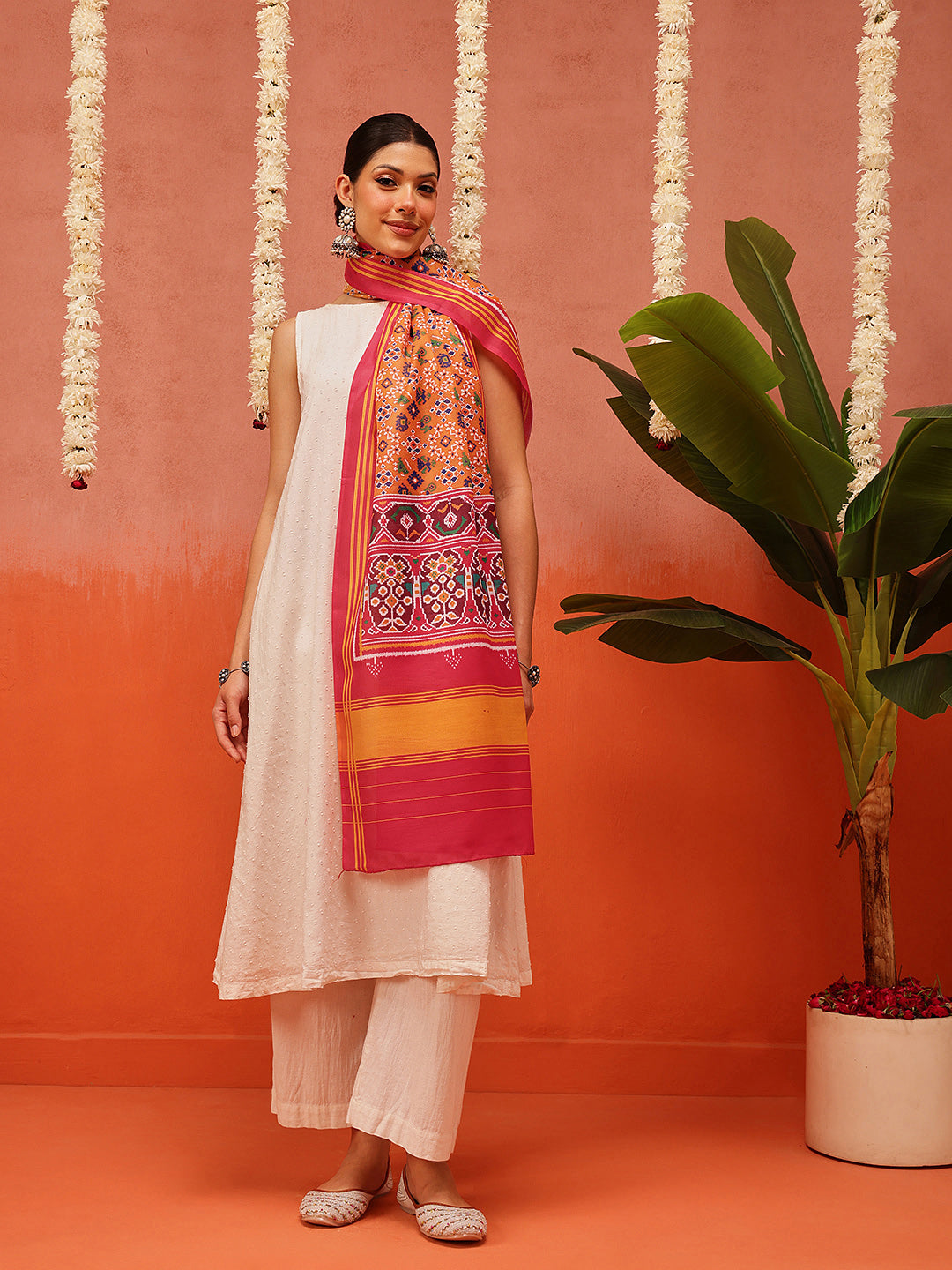 Traditional Ikkat Patola Printed Mul Cotton Dupatta