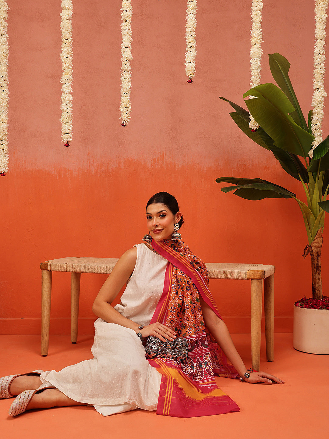 Traditional Ikkat Patola Printed Mul Cotton Dupatta