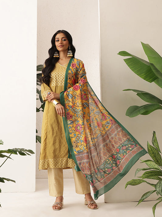 Digital Printed Kalamkari Dupatta Mul Cotton Fabric
