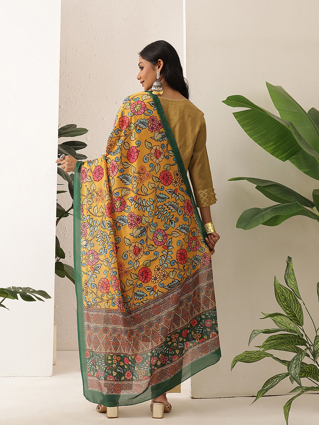 Digital Printed Kalamkari Dupatta Mul Cotton Fabric