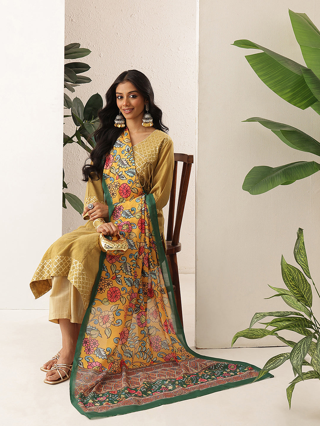Digital Printed Kalamkari Dupatta Mul Cotton Fabric