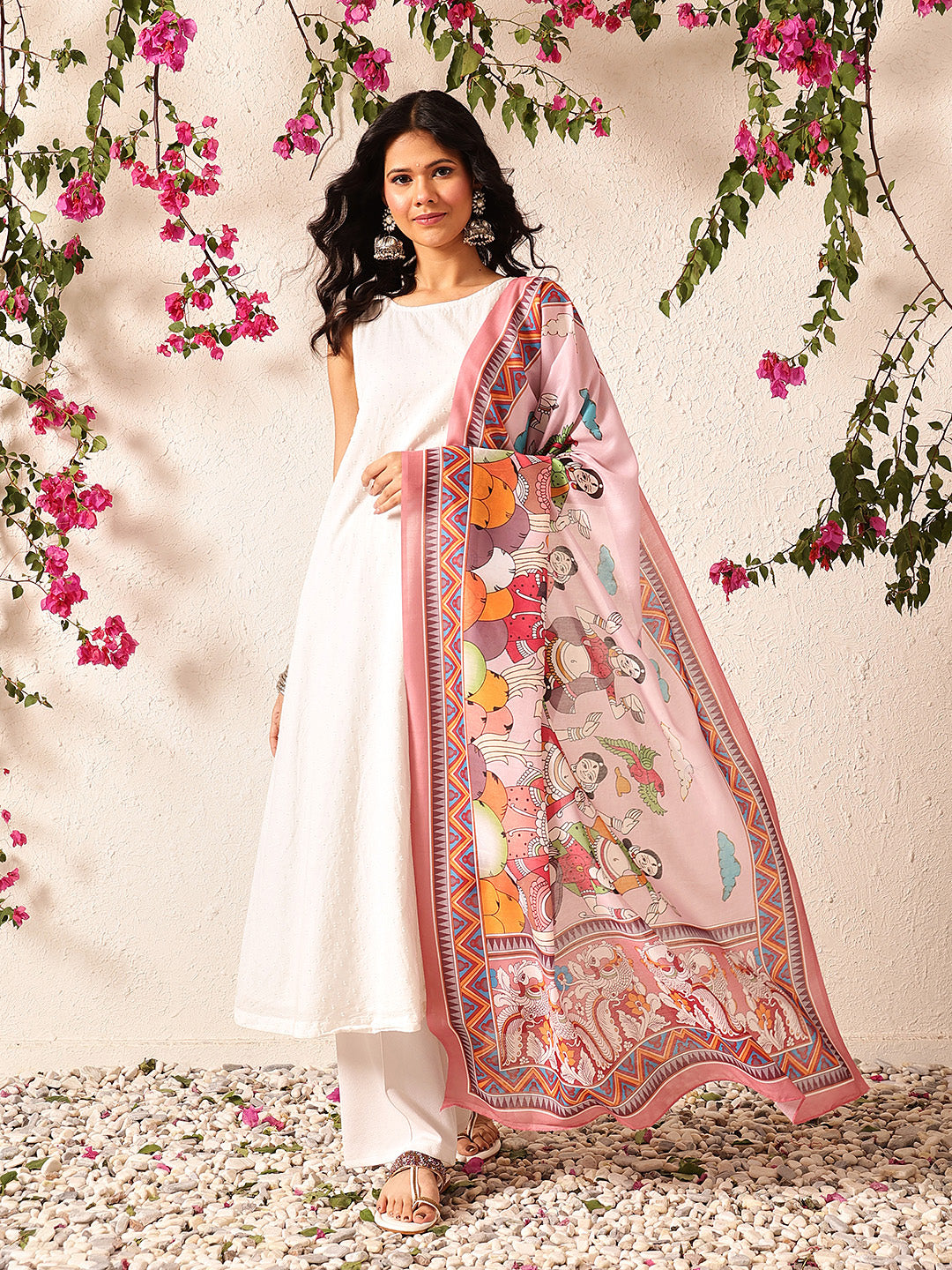 Pen Kalamkari Mul Cotton Digital Printed Dupatta