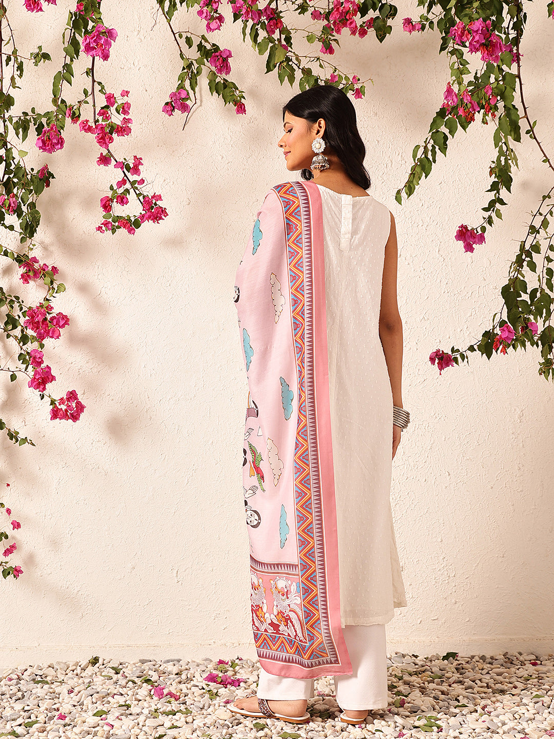 Pen Kalamkari Mul Cotton Digital Printed Dupatta