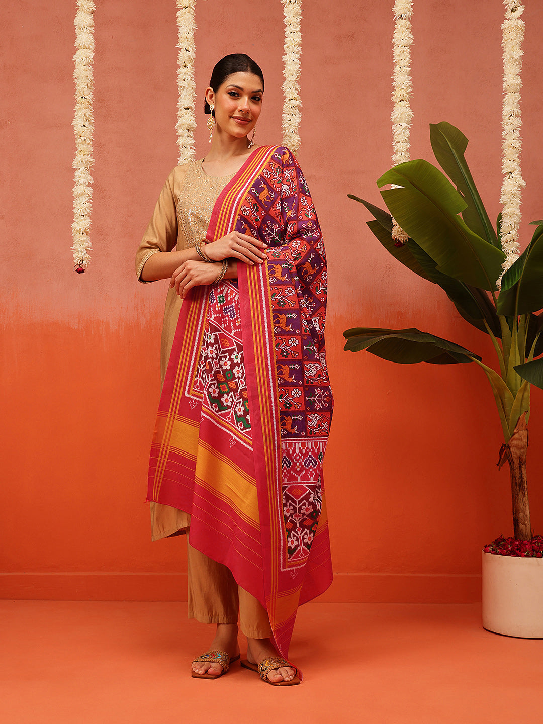 Traditional Ikkat Patola Printed Mul Cotton Dupatta