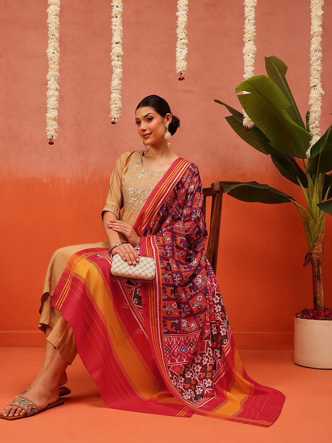 Traditional Ikkat Patola Printed Mul Cotton Dupatta