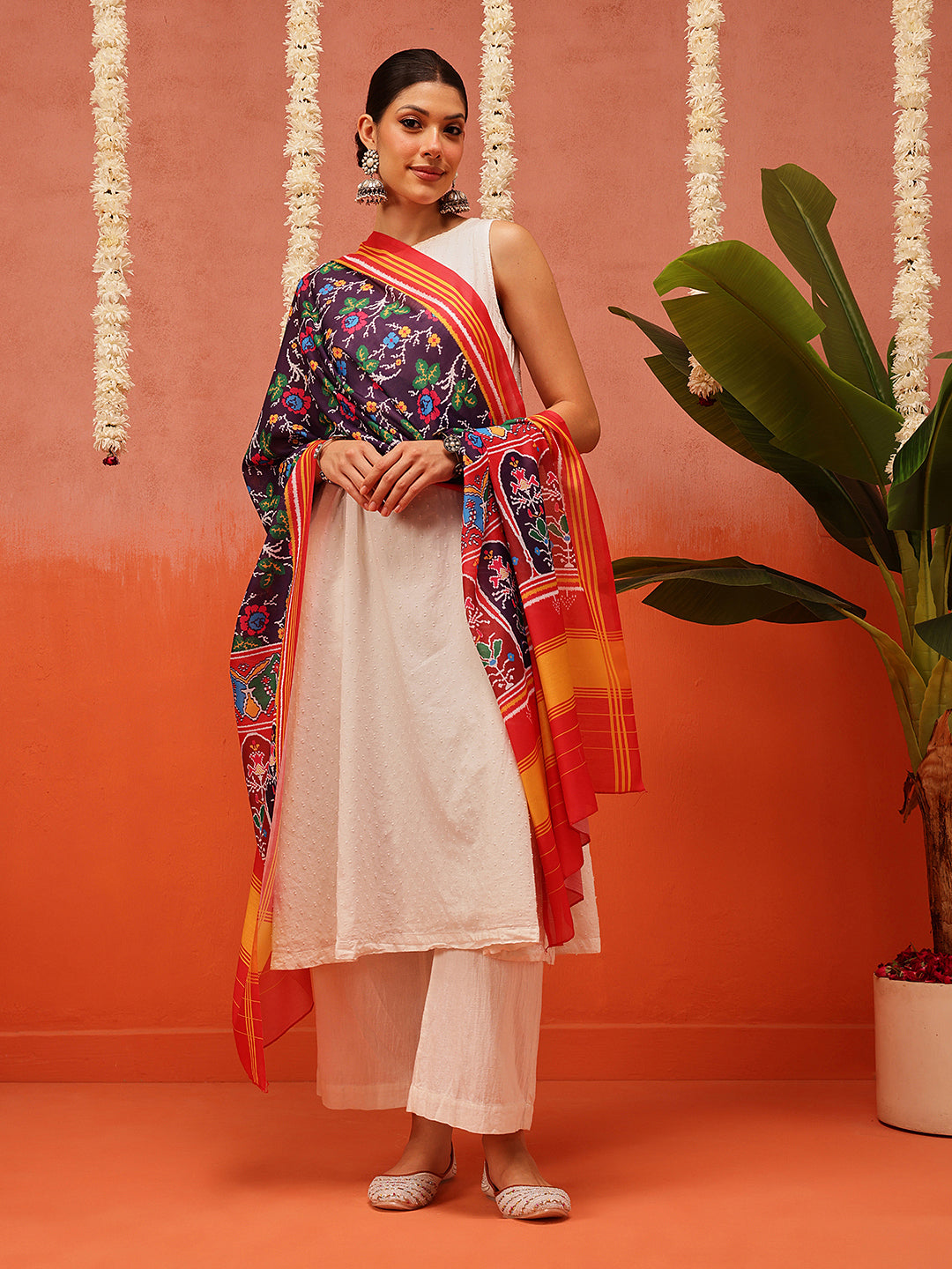 Traditional Ikkat Patola Printed Mul Cotton Dupatta