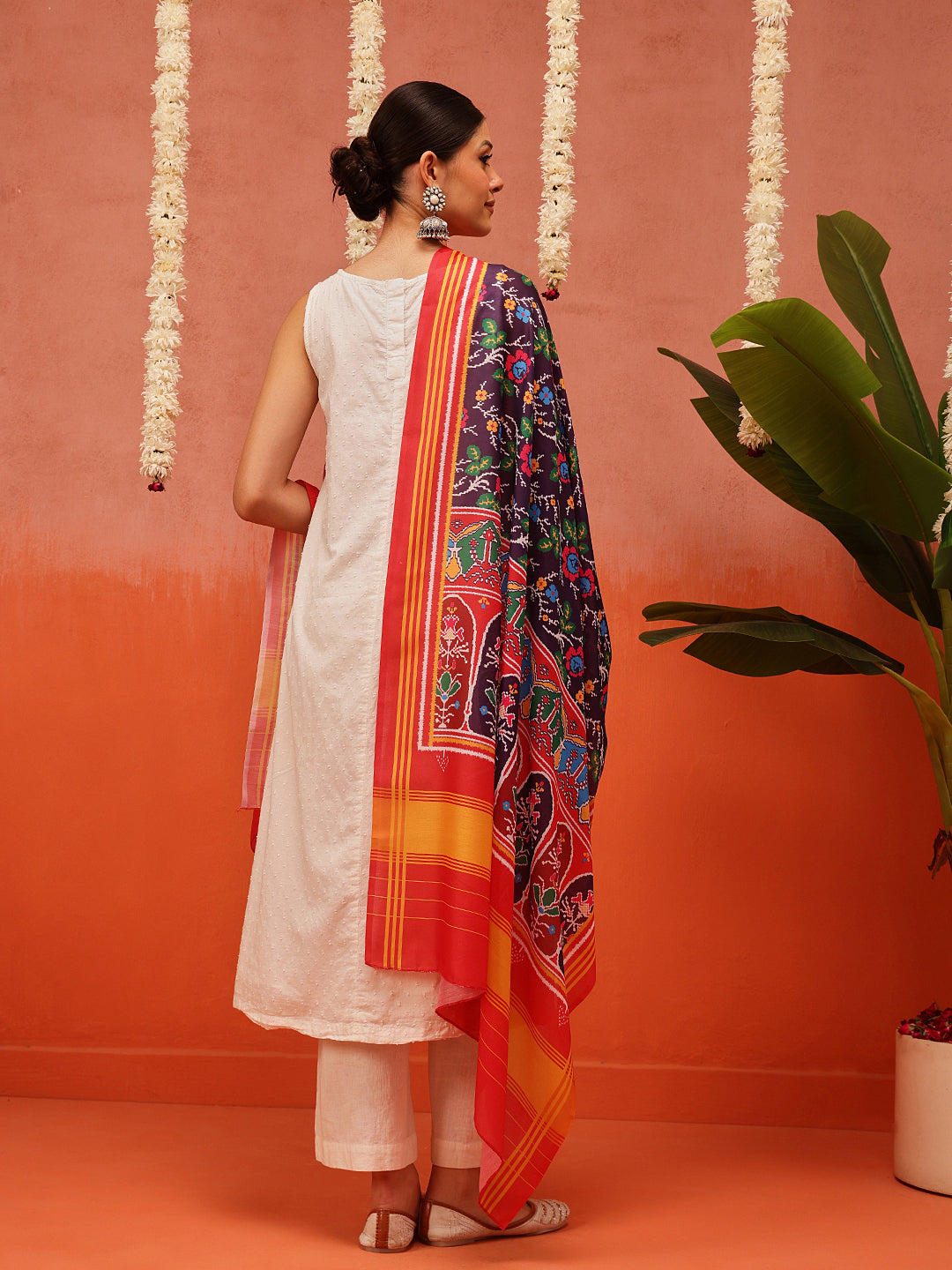 Traditional Ikkat Patola Printed Mul Cotton Dupatta