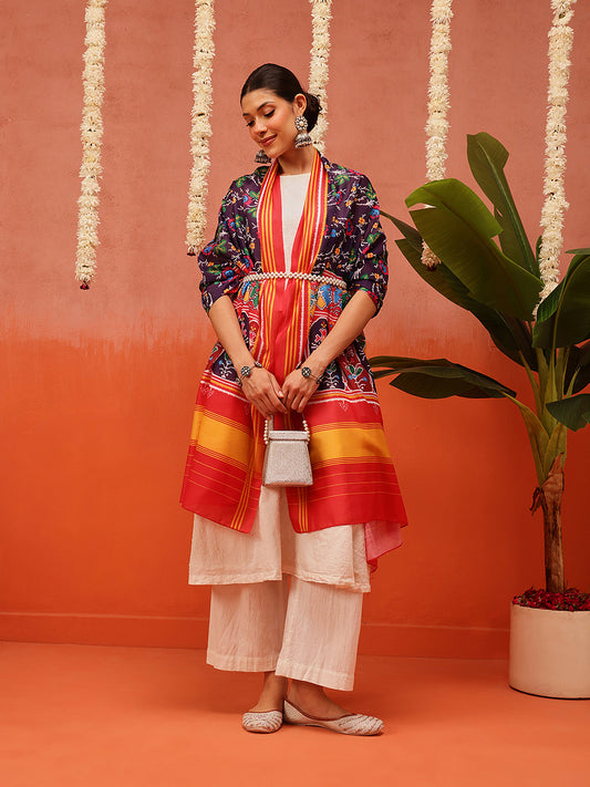 Traditional Ikkat Patola Printed Mul Cotton Dupatta